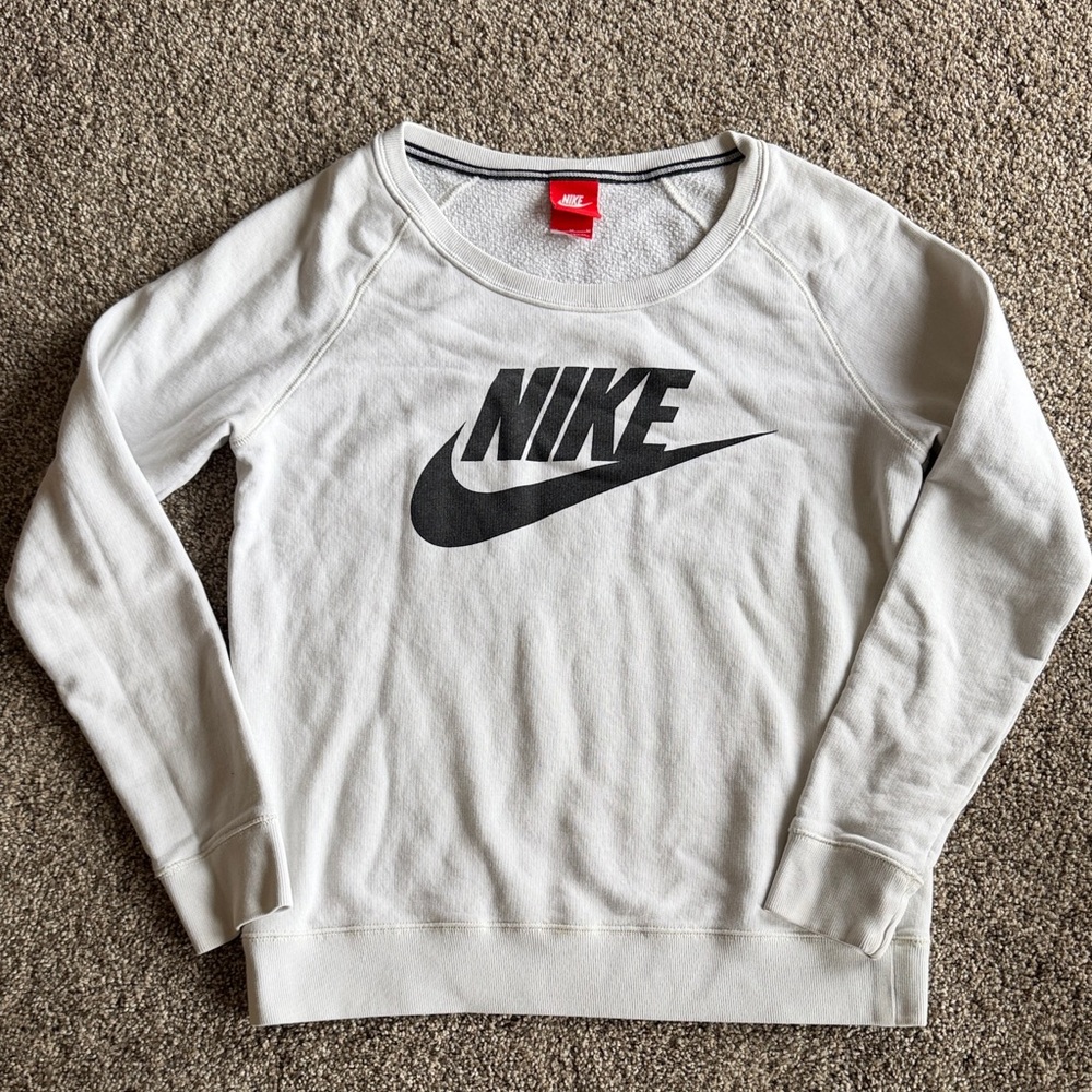 Nike White Crewneck with Black Logo